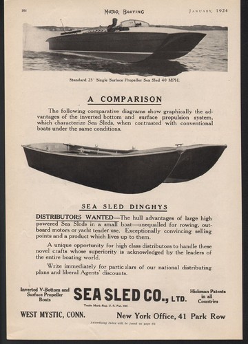 1924 sea sled motor boat - motor,